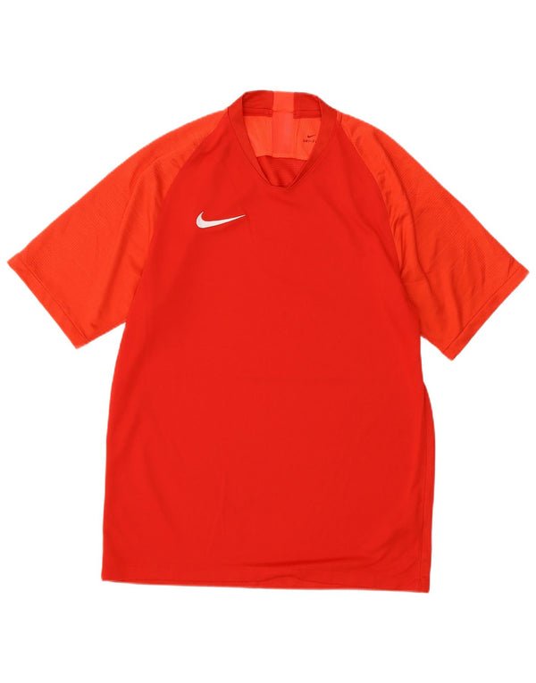 Мужская футболка Nike Dri Fit Верх среднего красного цвета из полиэстера с цветными блоками