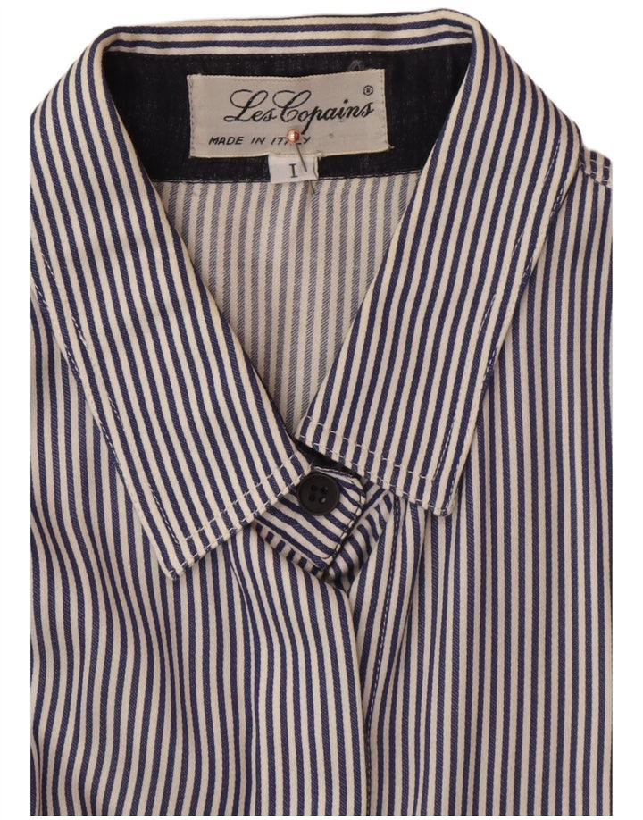 LES COPAINS Женское платье-рубашка UK 12 Средний Темно-Синий В Полоску