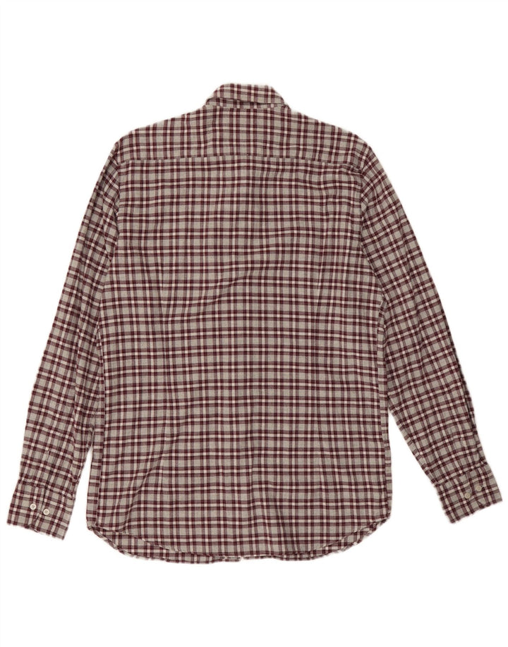 Мужская фланелевая рубашка Massimo Dutti среднего размера, бордовая клетка, хлопок