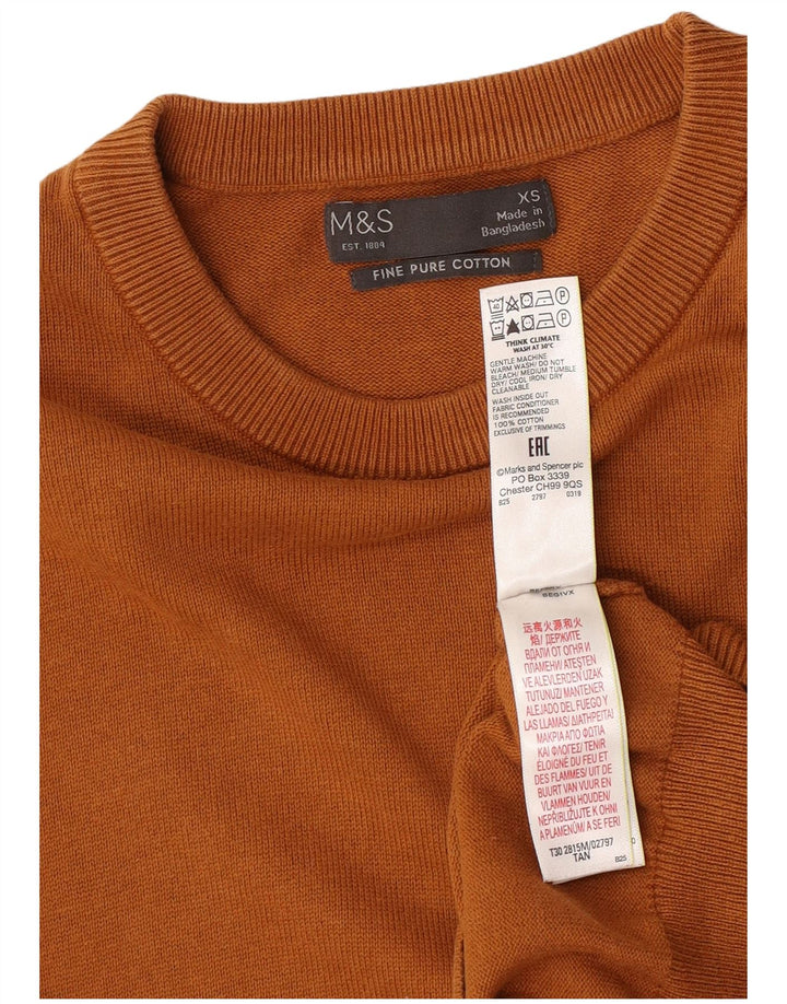 Мужской джемпер с круглым вырезом Marks & Spencer XS, коричневый хлопок