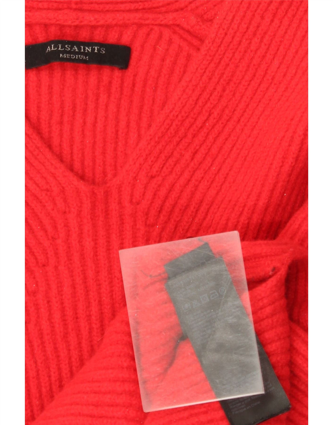 Женский свободный джемпер с v-образным вырезом All Saints, Великобритания 14, средний красный, шерсть