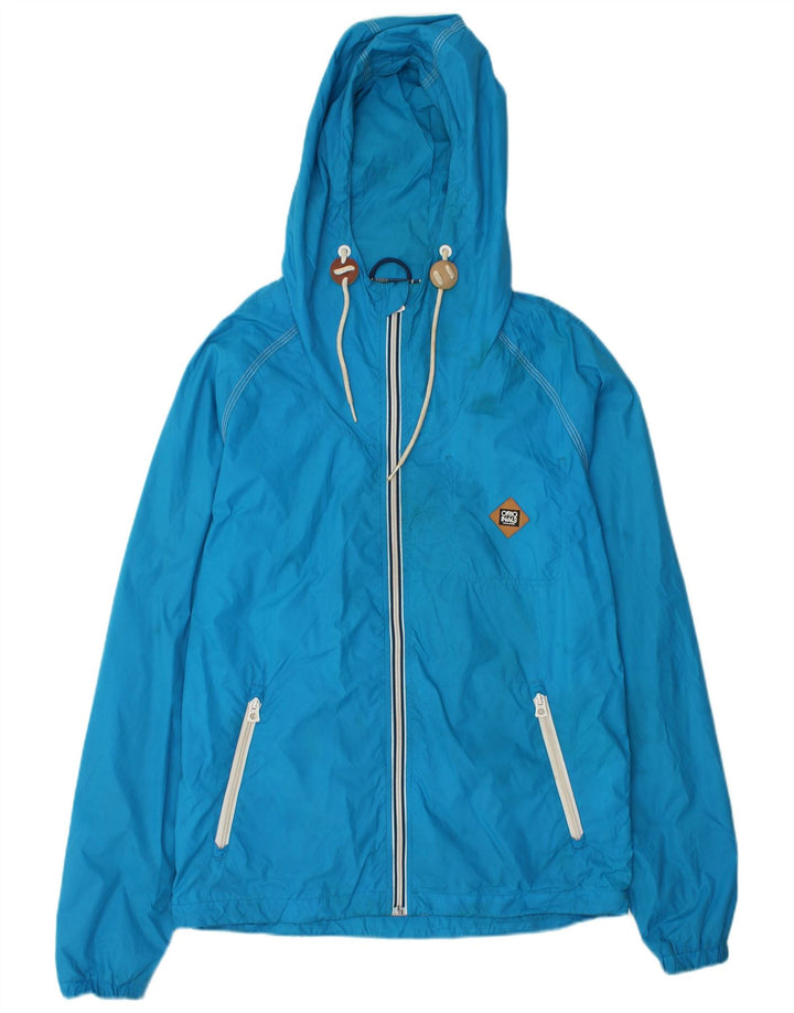 Мужская дождевик с капюшоном Jack & Jones UK 36, маленький синий нейлон