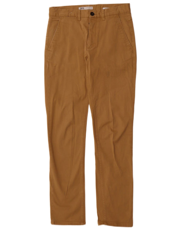 Zara Mens Slim Chino Trousers EU 38 Small W30 L31 Beige Cotton