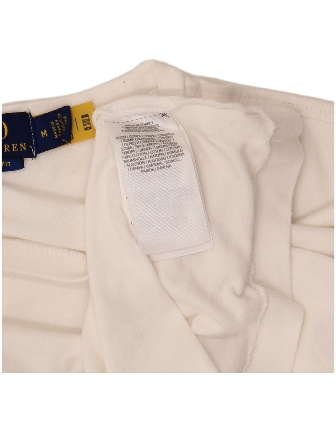 Мужская футболка с рисунком POLO RALPH LAUREN, топ среднего размера, белый хлопок