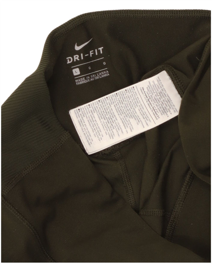 Женские леггинсы Nike Dri Fit UK 14, большие размеры, полиэстер цвета хаки