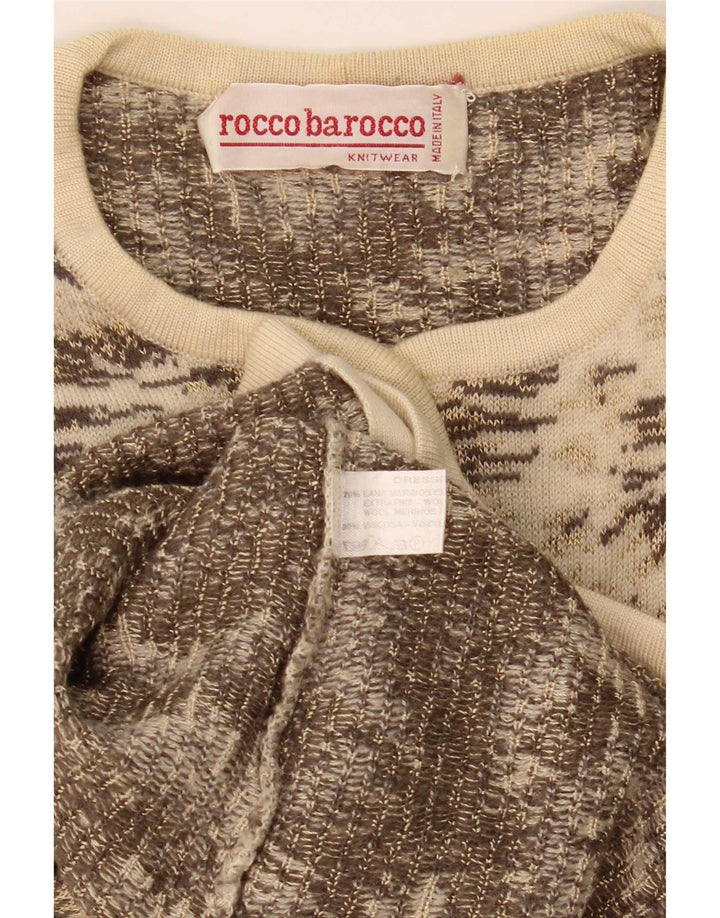 Женский кардиган с абстрактным узором Roccobarocco, Великобритания, 8, маленький, бежевый