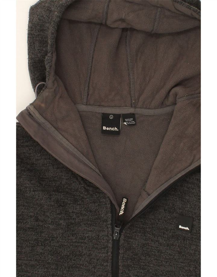 BENCH Womens Zip Hoodie Sweater UK 16 Large Grey Acrylic Vintage Bench and Second-Hand Bench from Messina Hembry 