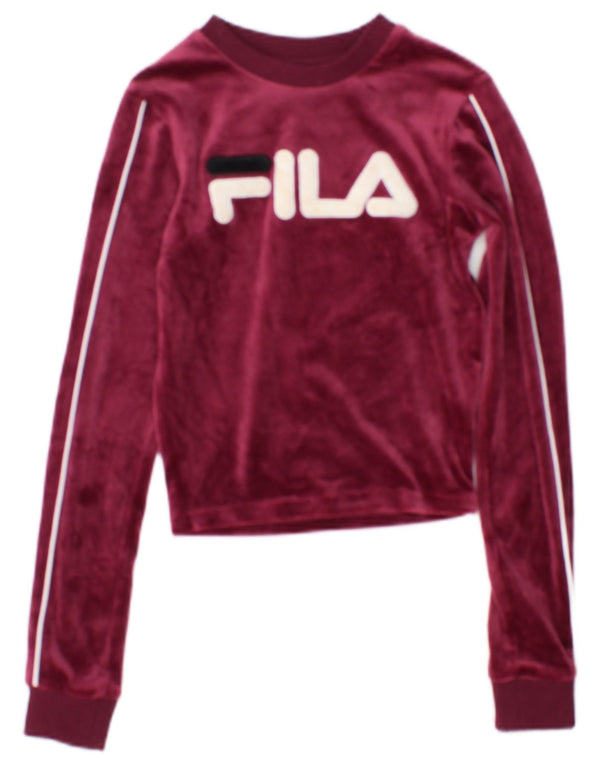 Fila Женский велюровый спортивный костюм с рисунком UK 4 XS бордовый полиэстер