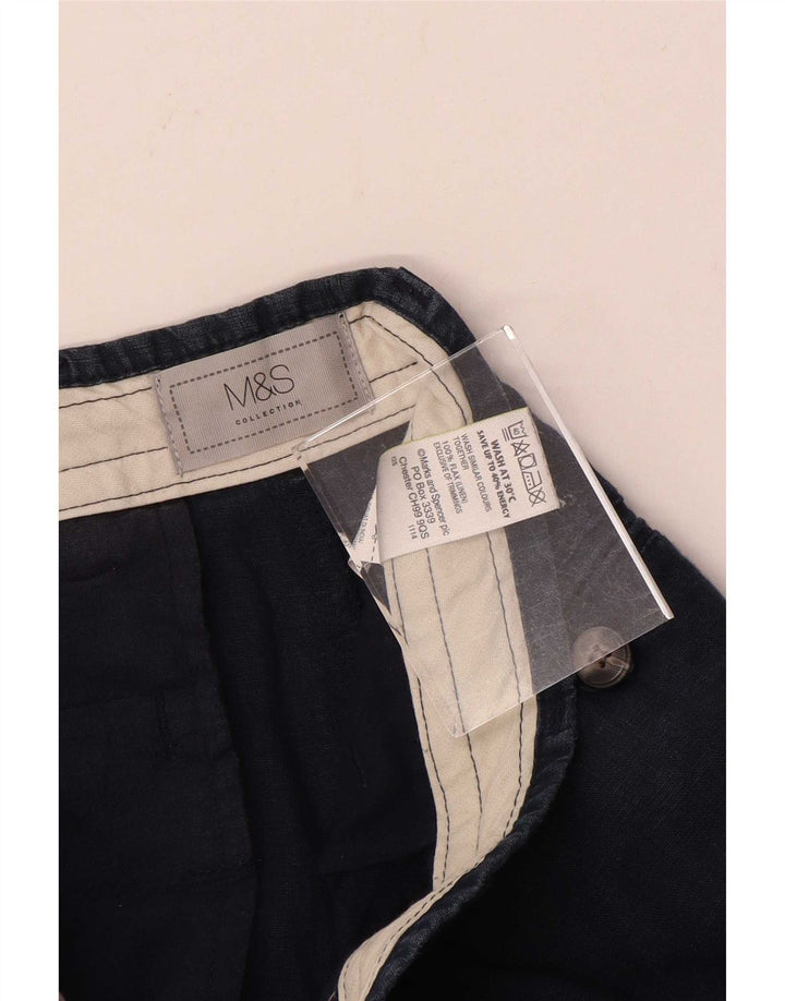 Мужские шорты-чиносы Marks & Spencer W30 среднего размера, темно-синие, льняные
