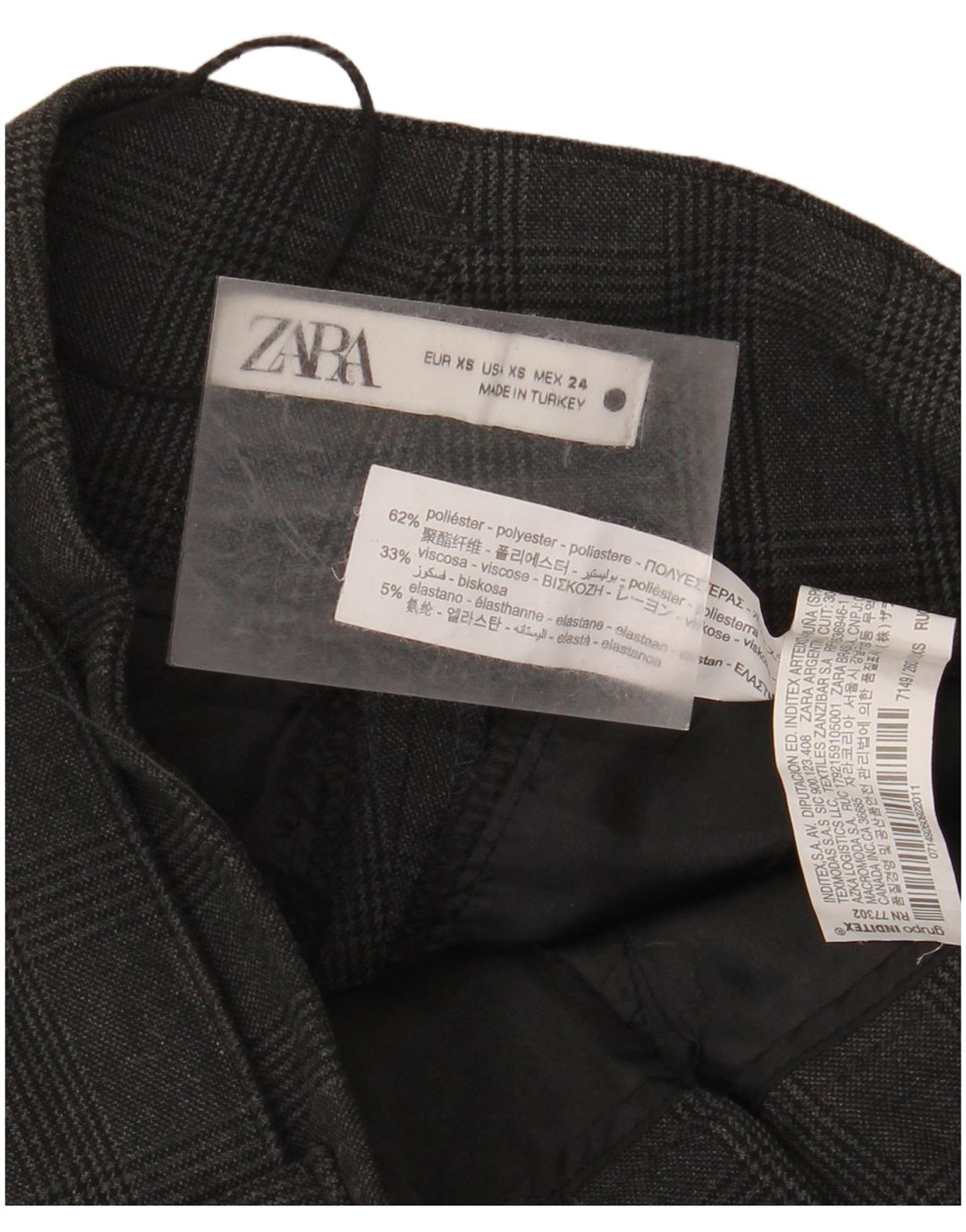 Женские зауженные костюмные брюки с высокой талией ZARA XS W24 L26, серые в клетку