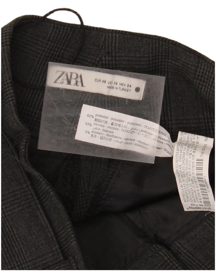 Женские зауженные костюмные брюки с высокой талией ZARA XS W24 L26, серые в клетку