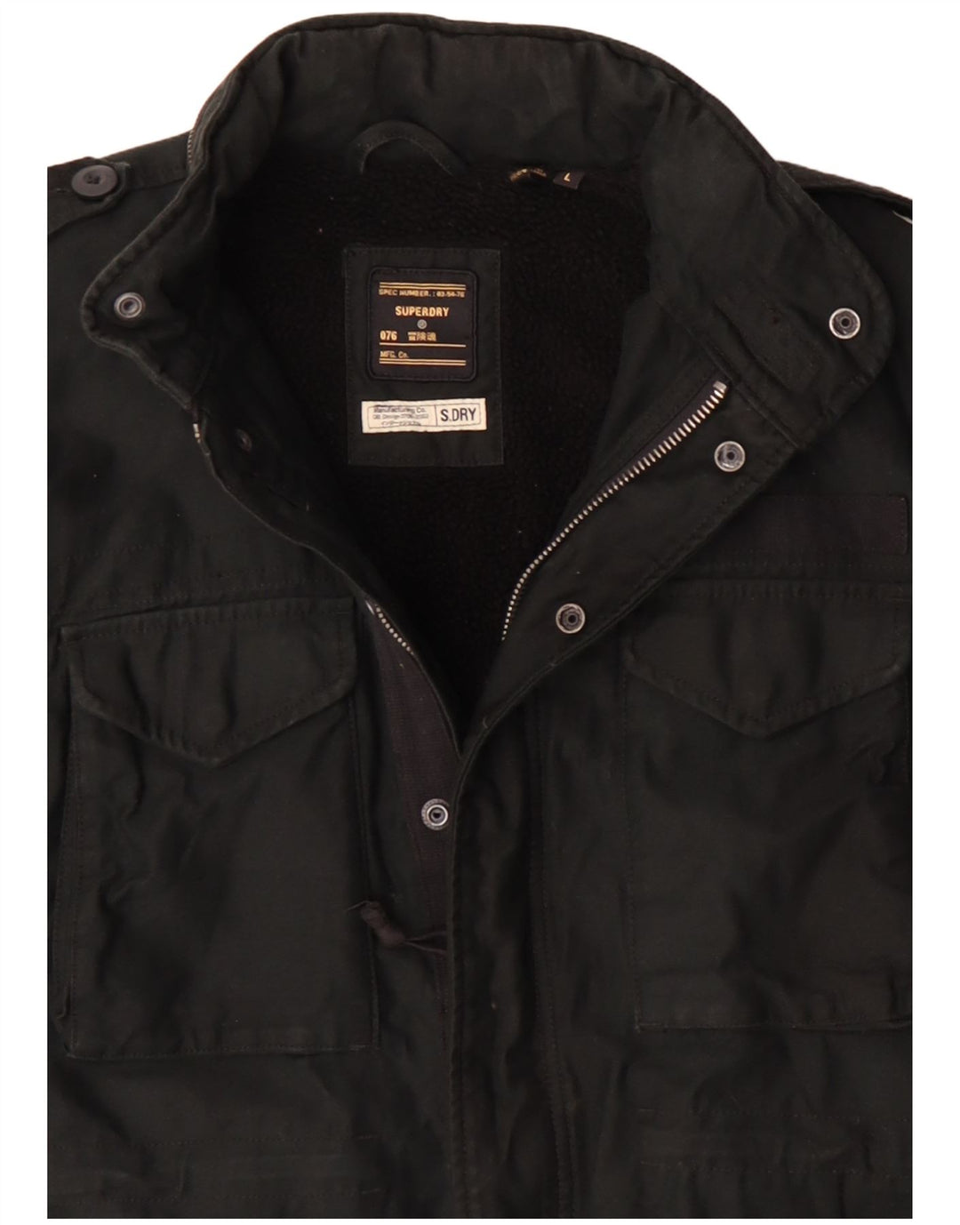 Мужская куртка в стиле милитари Superdry UK 40, большая черная, полиэстер