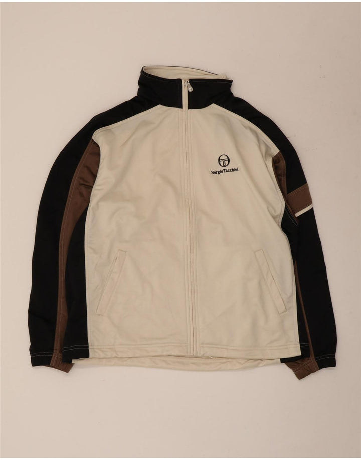 Мужская спортивная куртка Sergio Tacchini, большая белая полиэстер с цветными блоками