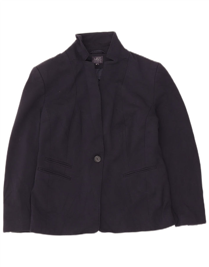 Женский пиджак на 1 пуговице Marks & Spencer UK 12, средний темно-синий