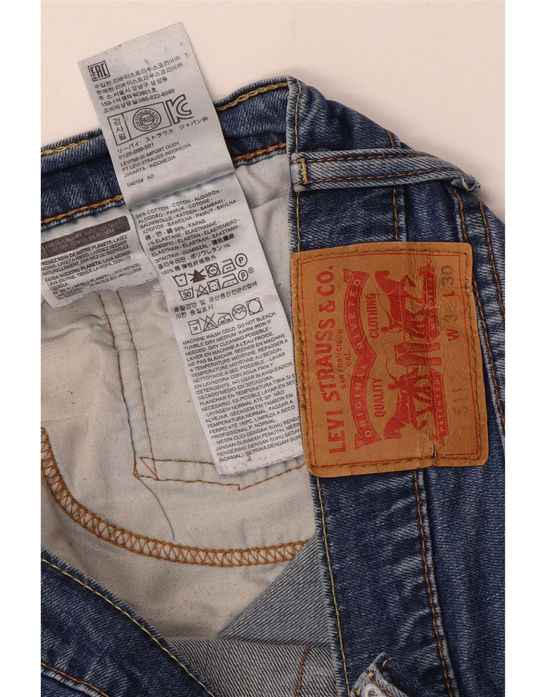 Мужские джинсы Levi's Slim 511 W36 L30 синие, хлопок