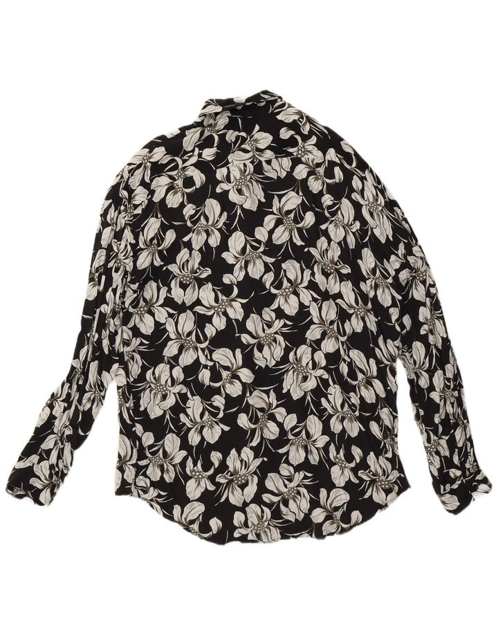 Мужская рубашка узкого кроя Zara, большая черная с цветочным принтом