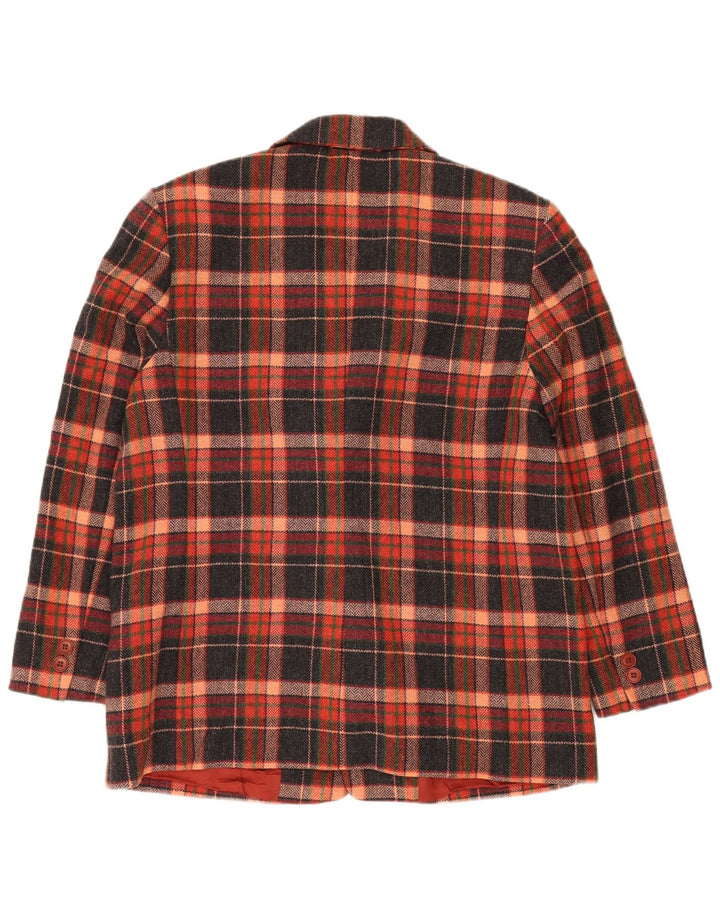 ВИНТАЖНЫЙ женский пиджак на 2 пуговицах IT 47, большая разноцветная клетка