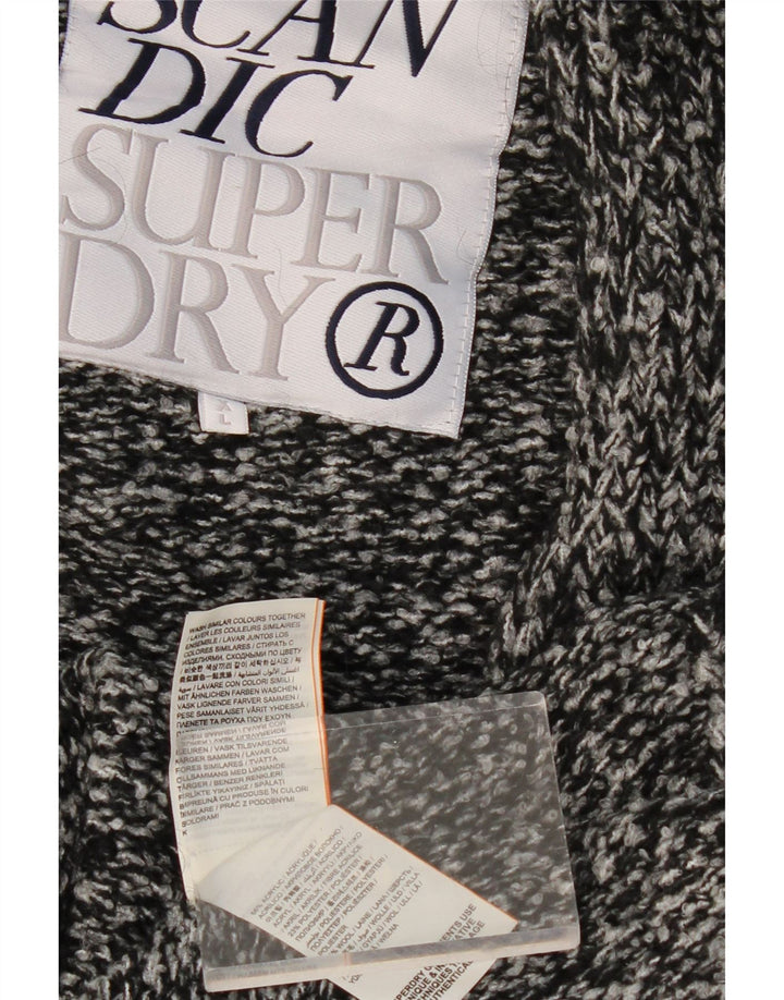 SUPERDRY Женский длинный длинный кардиган оверсайз-свитер UK 18 XL Серый в крапинку