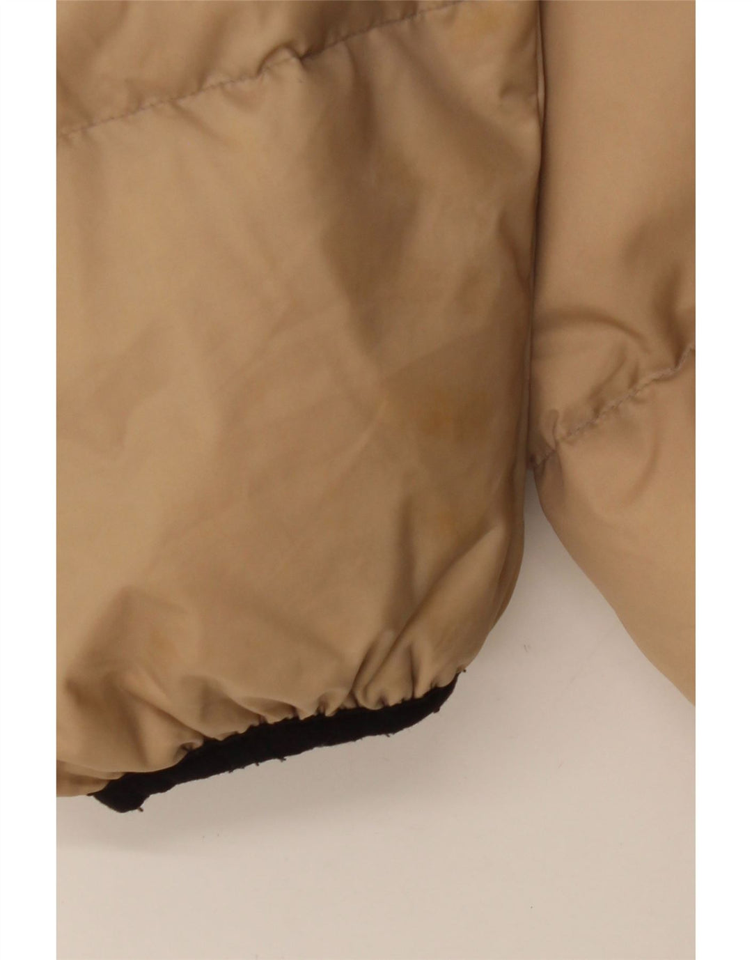CHAMPION Mens Hooded Padded Jacket UK 38 Medium Beige Colourblock Vintage Champion and Second-Hand Champion from Messina Hembry 