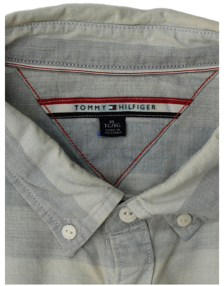 TOMMY HILFIGER Mens Big & Tall Shirt XL Blue Striped