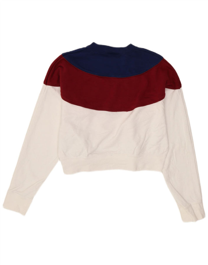 Женский укороченный свитер Nike UK 14, средний белый цвет, хлопок с цветными блоками