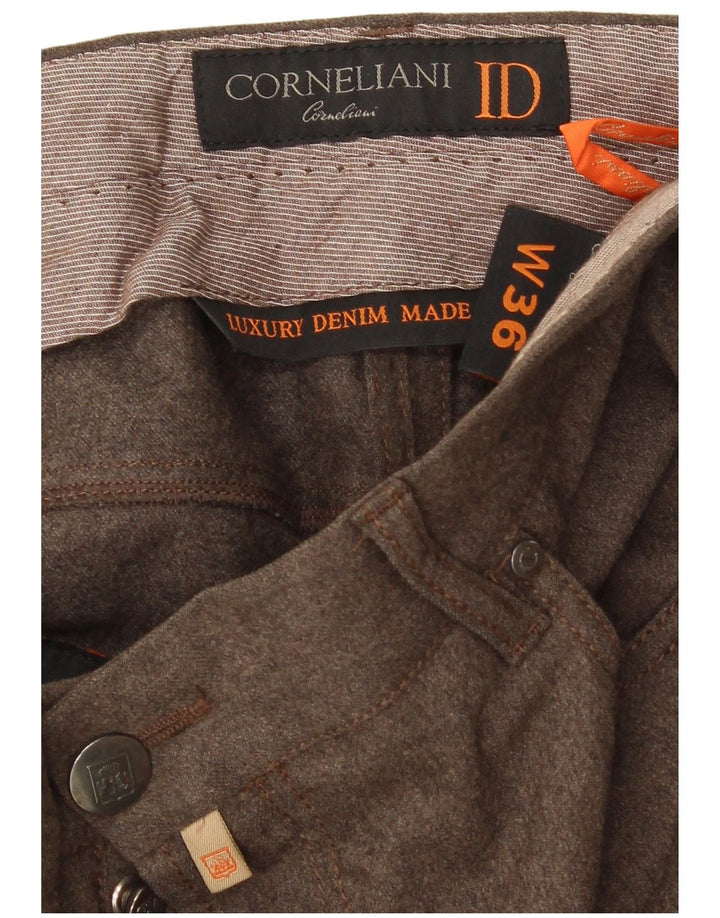 CORNELIANI Мужские прямые повседневные брюки W36 L28 коричневые шерстяные