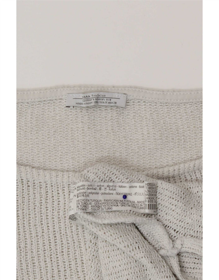 Женский топ Zara с рукавом 3/4, Великобритания 12, средний белый хлопок