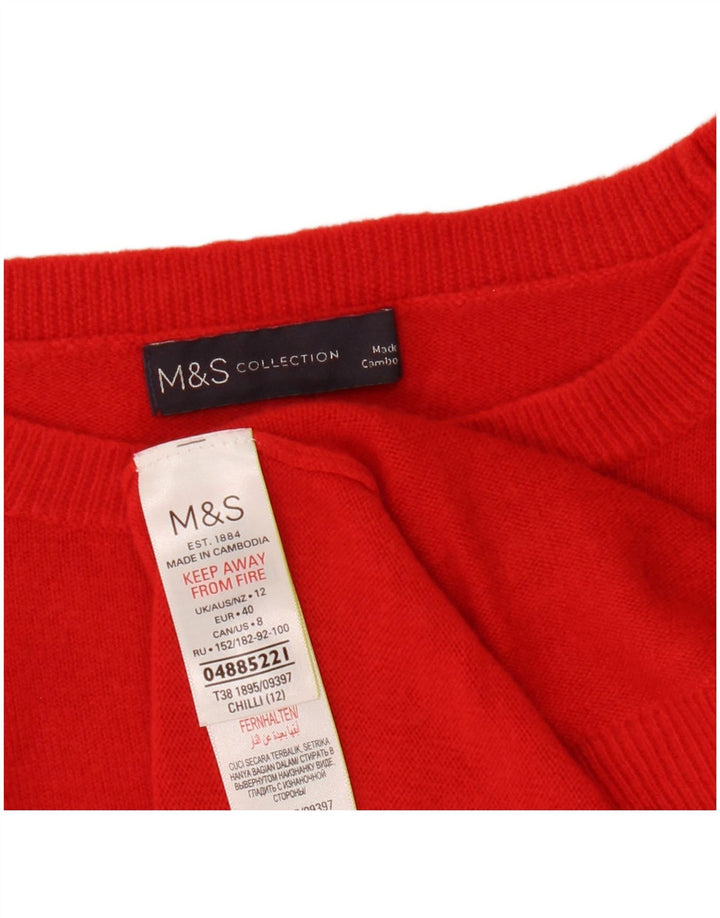 Женский укороченный джемпер с круглым вырезом Marks & Spencer UK 12, средний красный