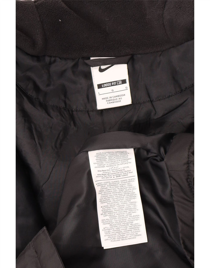 Мужская стеганая куртка с капюшоном с графическим рисунком Nike UK 40, большой черный полиэстер