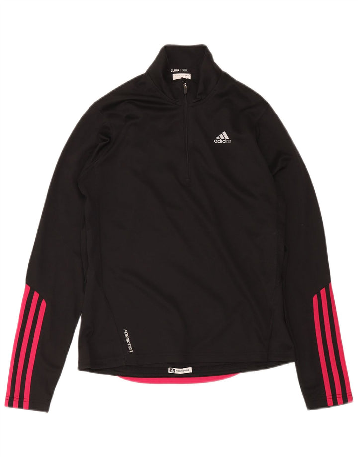 Женский спортивный костюм Adidas Climacool с воротником на молнии, топ UK 10, маленький черный