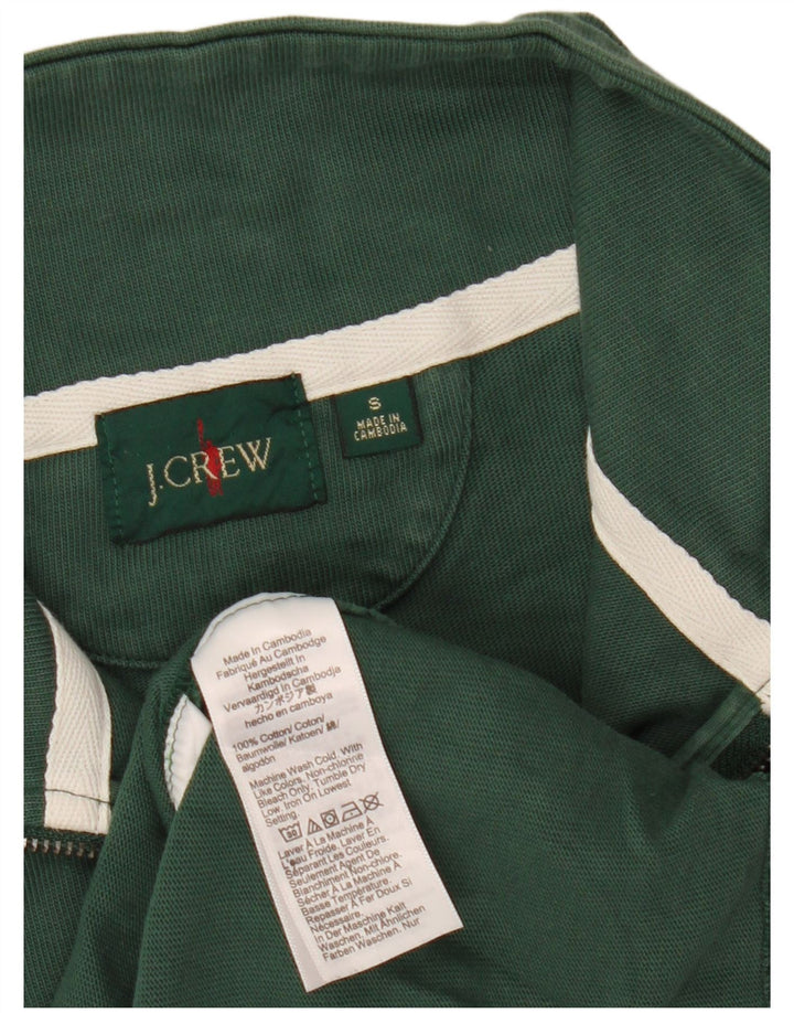 Мужской свитшот с воротником на молнии J. Crew, маленький зеленый хлопковый джемпер