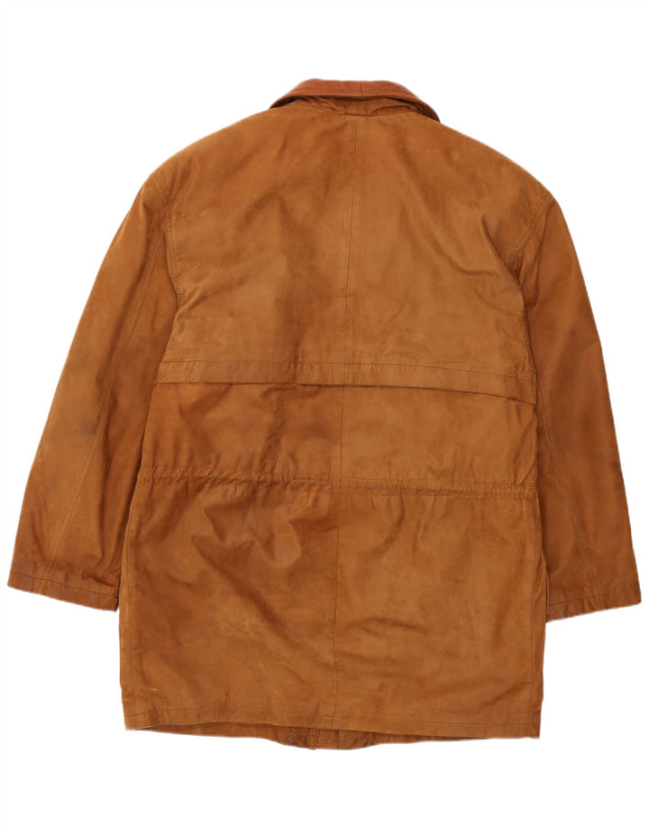 Винтажная мужская кожаная ветровка IT 46 маленькая коричневая кожа