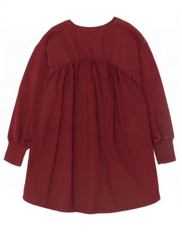 Женское платье-свитшот Zara UK 14, большое бордовое хлопковое платье