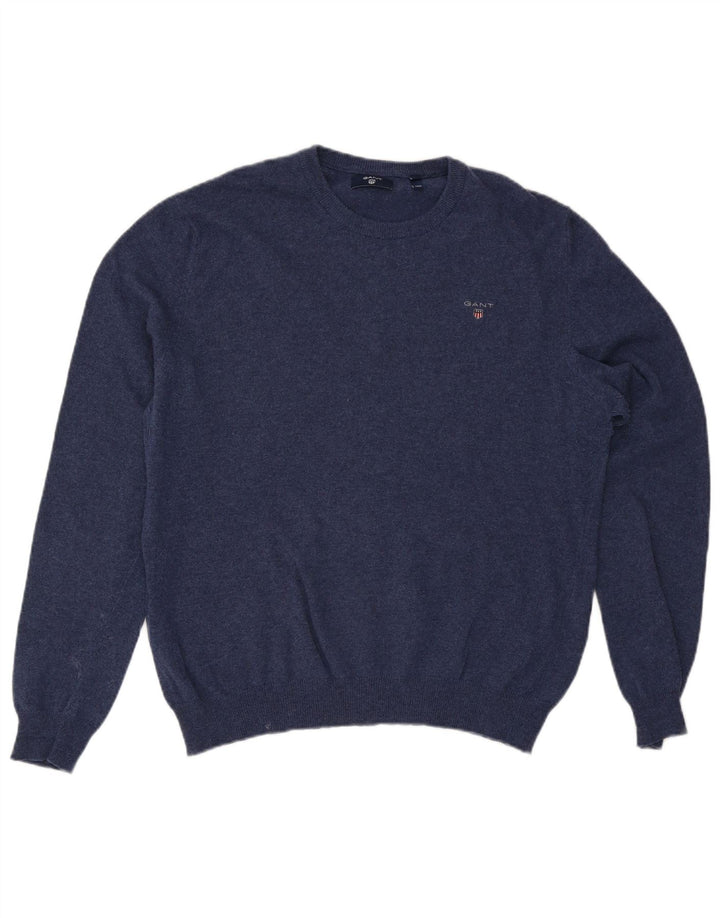 Мужской свитер Gant с круглым вырезом XL, темно-синий, шерсть