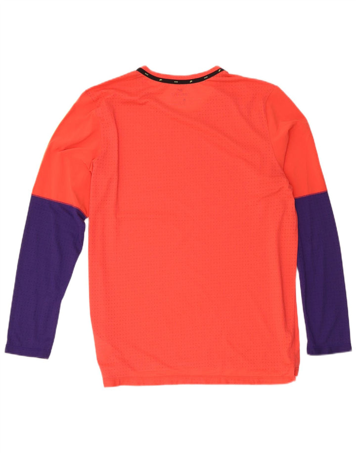 Мужской топ с рисунком Nike Dri Fit с длинным рукавом, большой оранжевый, цветной блок