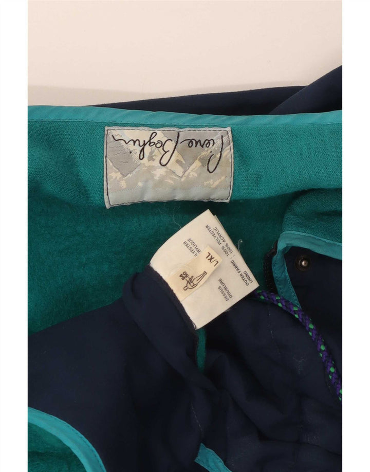 Винтажная мужская ветровка UK 42 XL, темно-синяя, полиэстер с цветными блоками