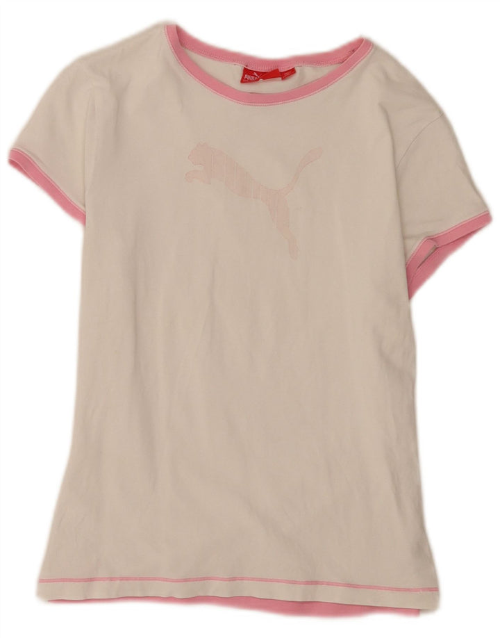 Женская футболка с рисунком Puma Top UK 14, средний белый хлопок, белый цвет