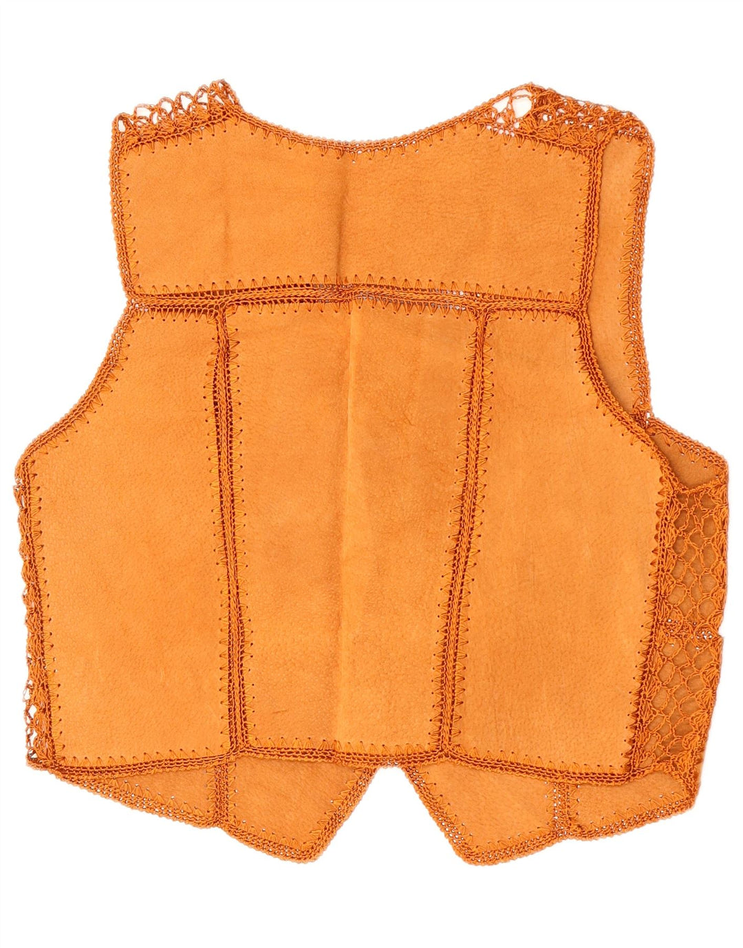 ВИНТАЖНЫЙ женский укороченный замшевый жилет UK 14, средний коричневый цвет в стиле пэчворк