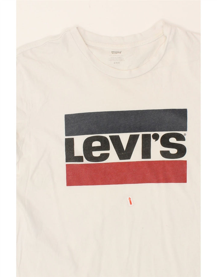 LEVI'S Mens Graphic T-Shirt Top Medium White Vintage Levi's and Second-Hand Levi's from Messina Hembry 