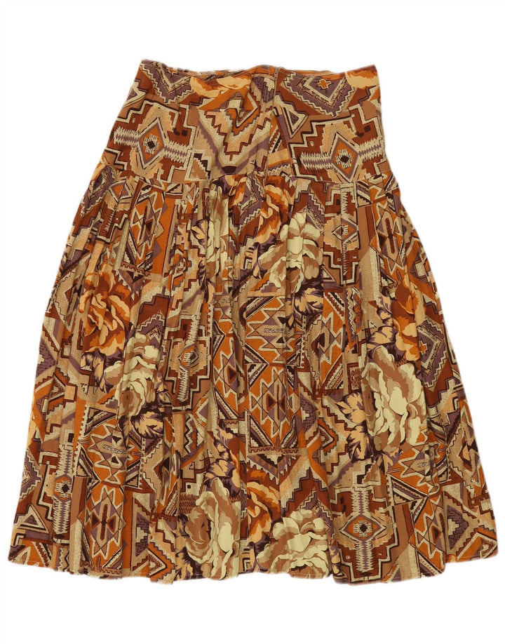 ВИНТАЖНАЯ женская плиссированная юбка среднего размера W30, коричневая лоскутная хлопковая ткань