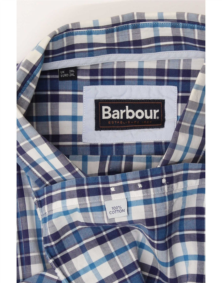 Мужская рубашка Barbour 2XL, синяя клетка, хлопок