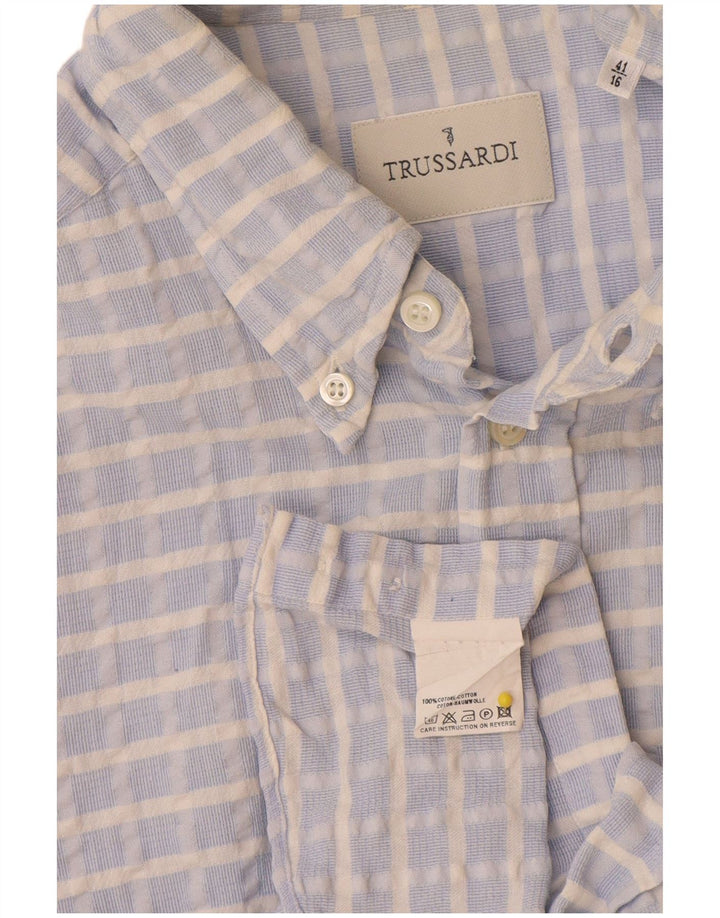 Мужская рубашка Trussardi, размер 41, 16, большая синяя клетка, хлопок