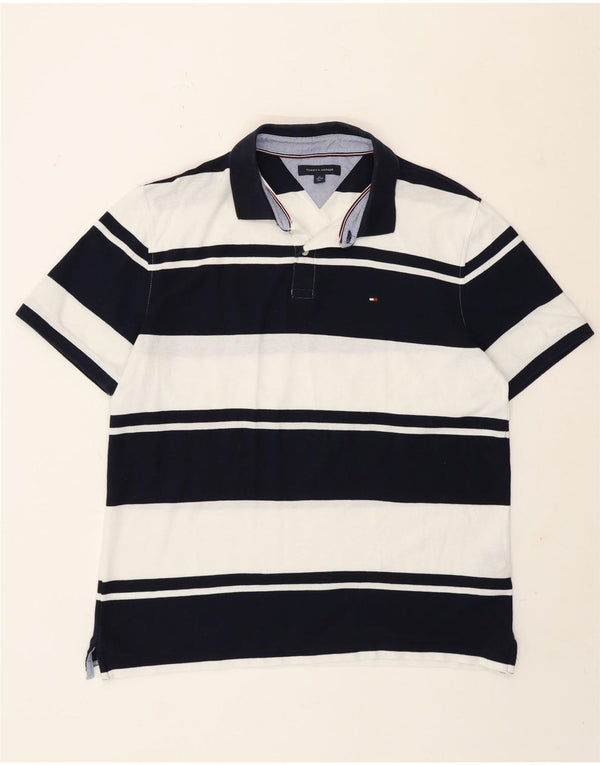 Мужская рубашка-поло Tommy Hilfiger XL, темно-синяя полоска, хлопок