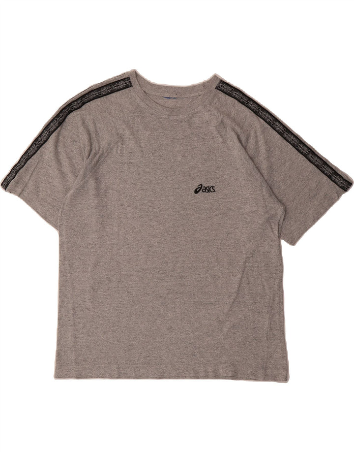 ASICS Mens Graphic T-Shirt Top Medium Grey Vintage Asics and Second-Hand Asics from Messina Hembry 