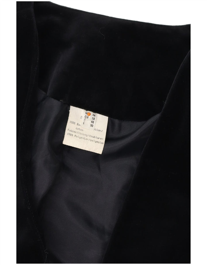 ВИНТАЖНЫЙ женский бархатный пиджак с 3 пуговицами, Великобритания, 18 XL, черный хлопок