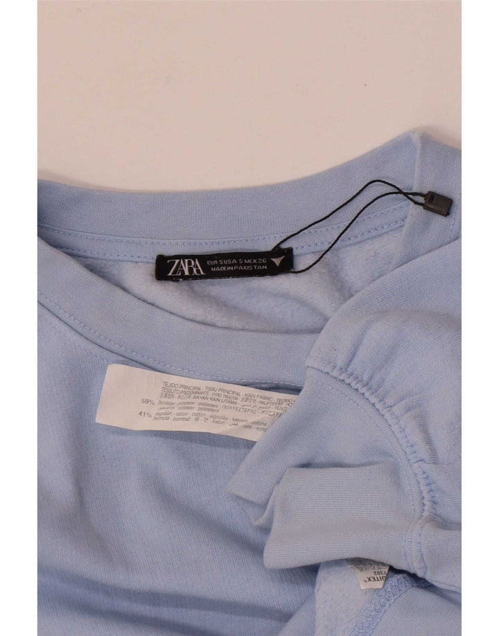 Женский укороченный свитшот оверсайз Zara UK 10, маленький синий полиэстер