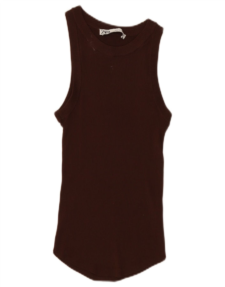 Женский жилет Zara UK 8, маленький, коричневый, вискоза