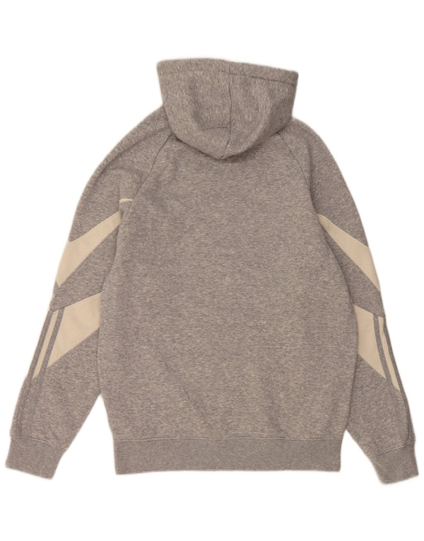 Мужской джемпер с капюшоном Adidas XS, серый хлопок с цветными блоками