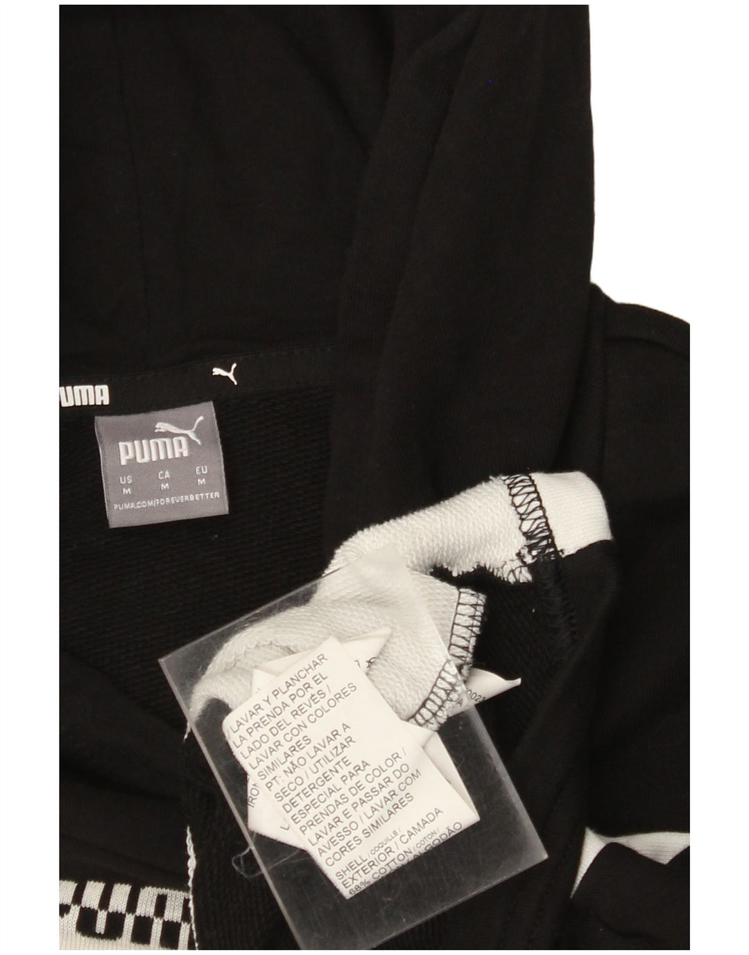 PUMA Женский укороченный джемпер с капюшоном оверсайз UK 14, средний черный с цветными блоками