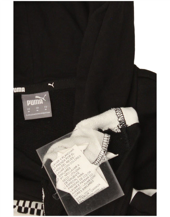 PUMA Женский укороченный джемпер с капюшоном оверсайз UK 14, средний черный с цветными блоками